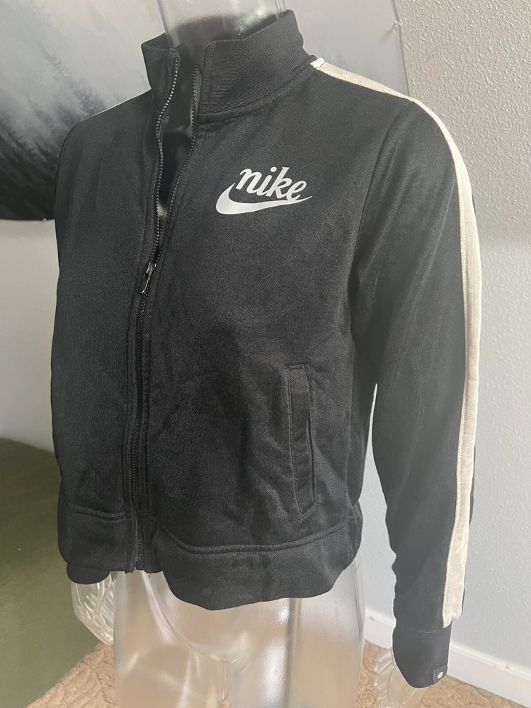 Women’s Nike Chevron Cropped Full Zip Track Jacket Size M Black White