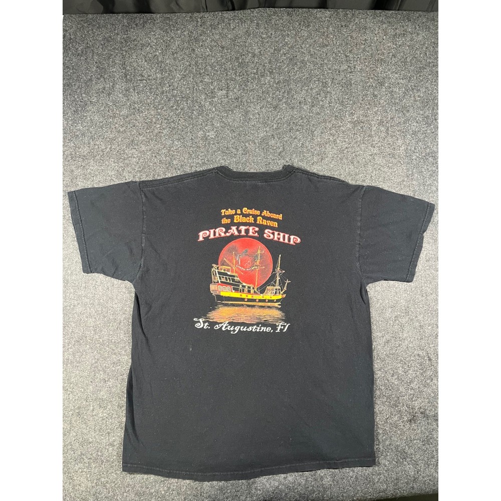 Fruit of the Loom Black Raven Pirate Ship St. Augustine FL Graphic T-Shirt XL