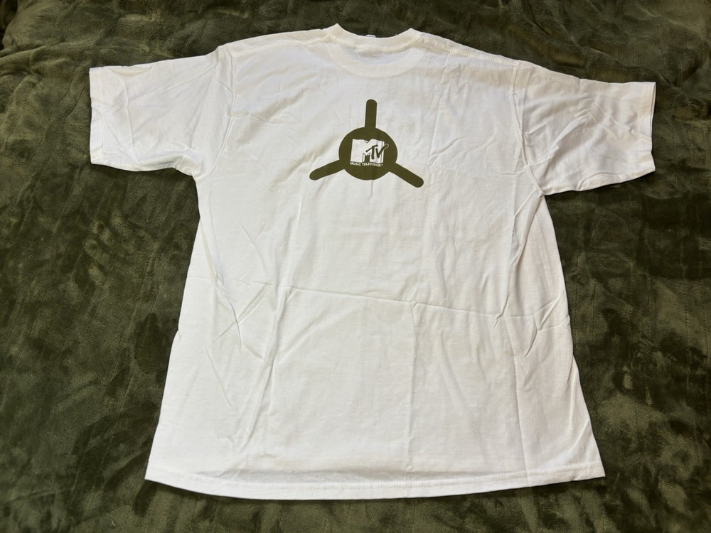 Vintage MTV Shirt Mens Large White Music Television 90s TV Show 2000s Y2K