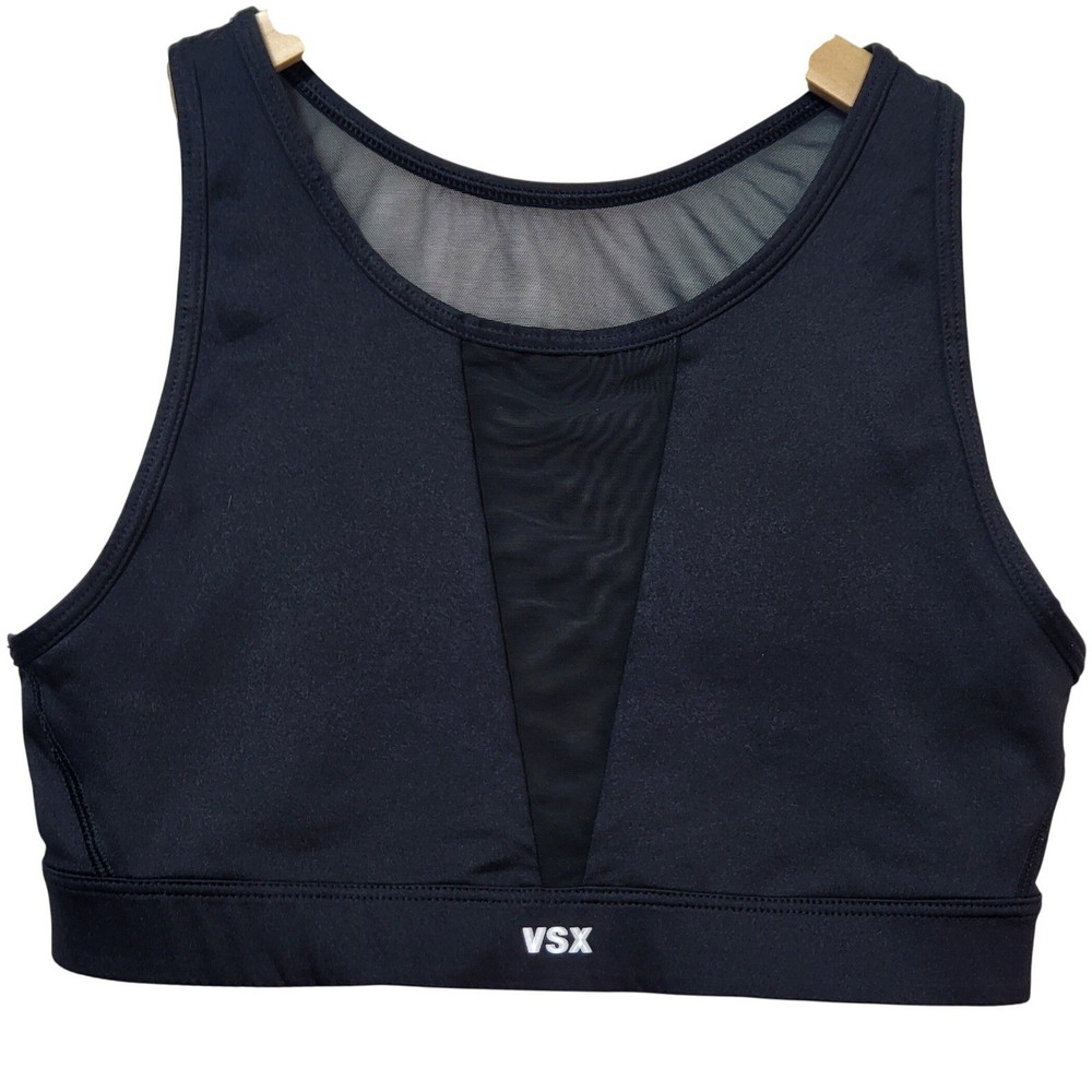 Victoria's Secret VSX Sport Black High Neck Mesh Panel Sports Bra Small