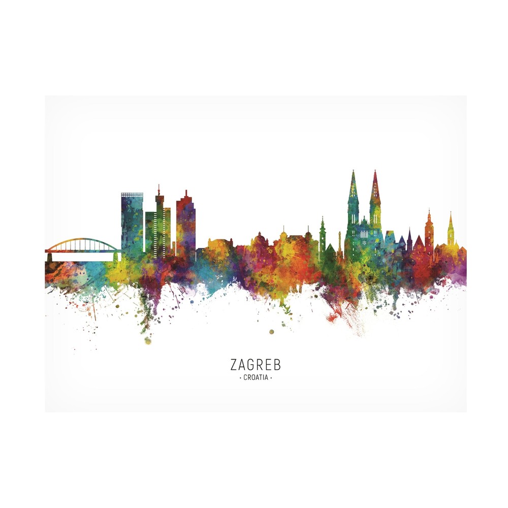 Michael Tompsett 'Zagreb Croatia Skyline Named' Canvas Art
