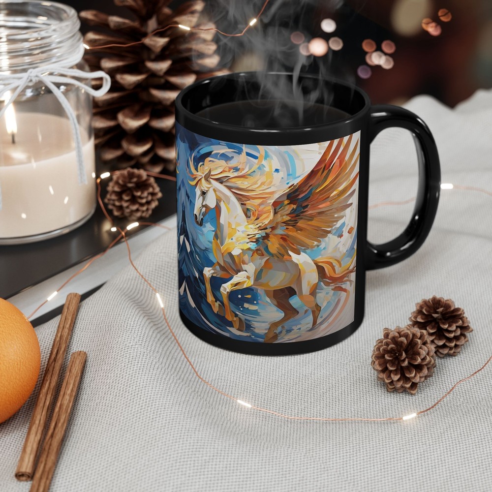 Abstract Pegasus 5 Black Mug (11oz)