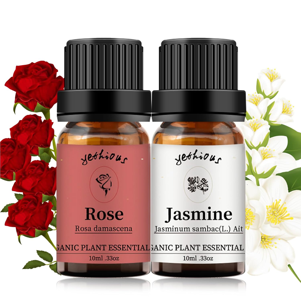 Yethious Rose and Jasmine Essential Oil for Diffuser Hair Skin Body Care  