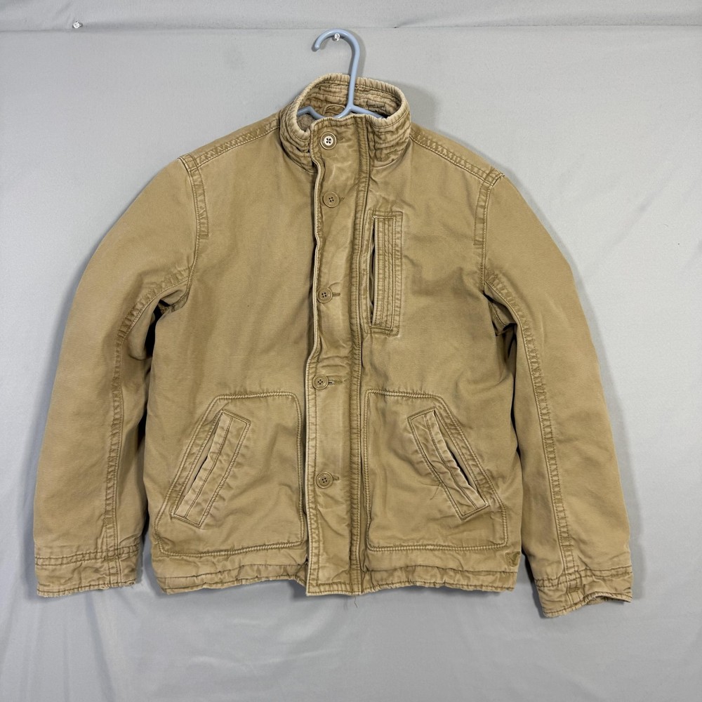 American Eagle Outfitters Jacket Mens Small Khaki Sherpa Lined Canvas Utility