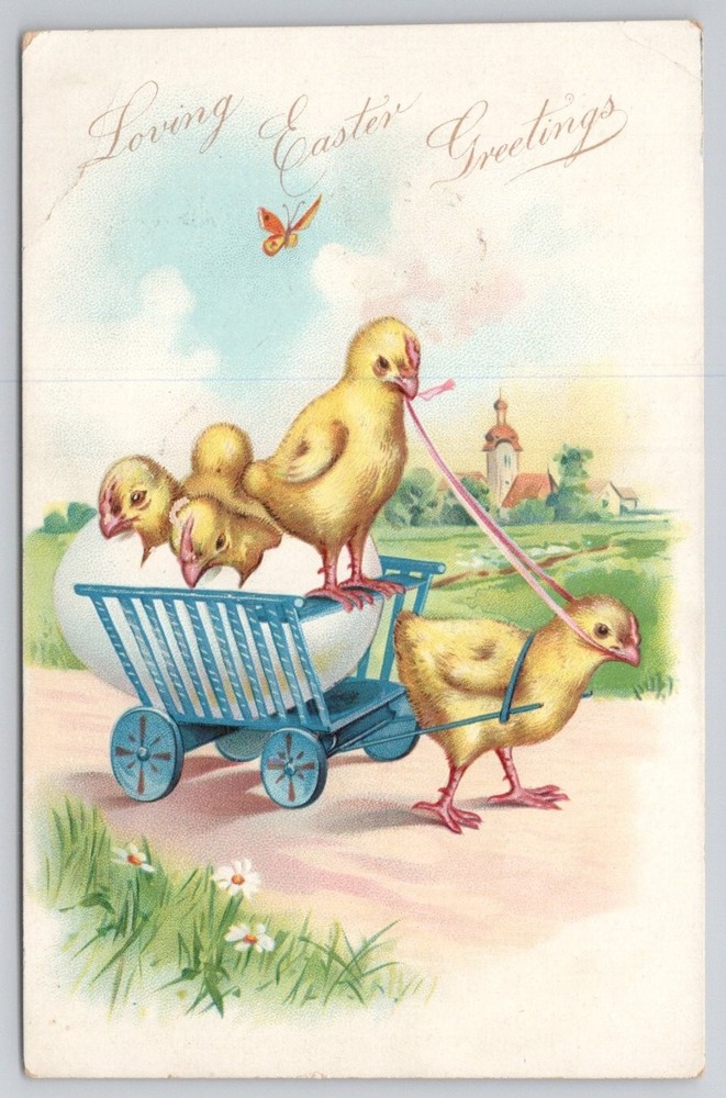 Raphael Tuck Easter Chicks Postcard - Loving Easter Greetings