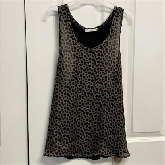 Black & Brown Polka Dot Razorback Sheer Tank Top Size S