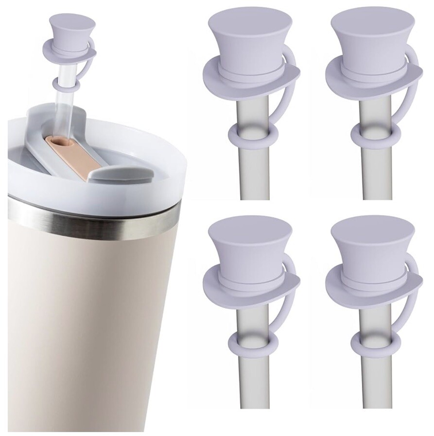 4-Piece Purple Magician Hat Straw Cover Caps for Party