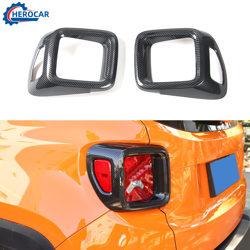 Car Taillight Guard Rear Lamp Cover Trim Decor for Jeep Renegade 16+ Carbon Fibe