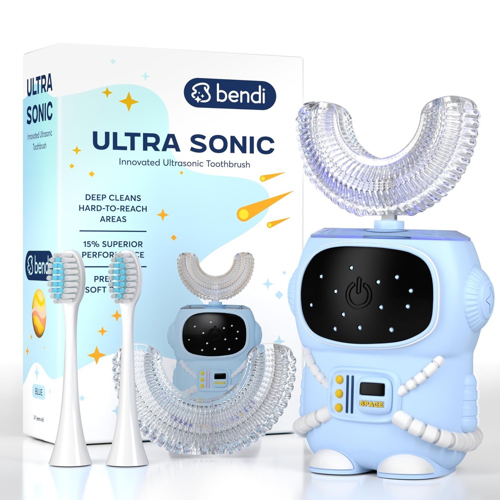 Bendi Kids U-Shaped Electric Toothbrush Ages 2-7 – 360° Mouthguard Design with M