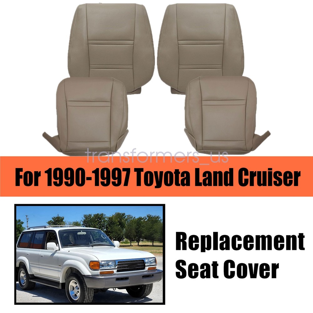 Both Driver & Passenger Leather Seat Cover Tan For 1996 1997 Toyota Land Cruiser