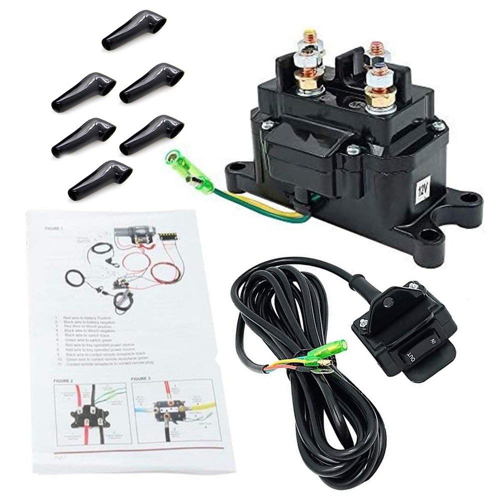 12V 250A Winch Solenoid Relay Contactor & Winch Rocker Thumb Switch Combo wit...
