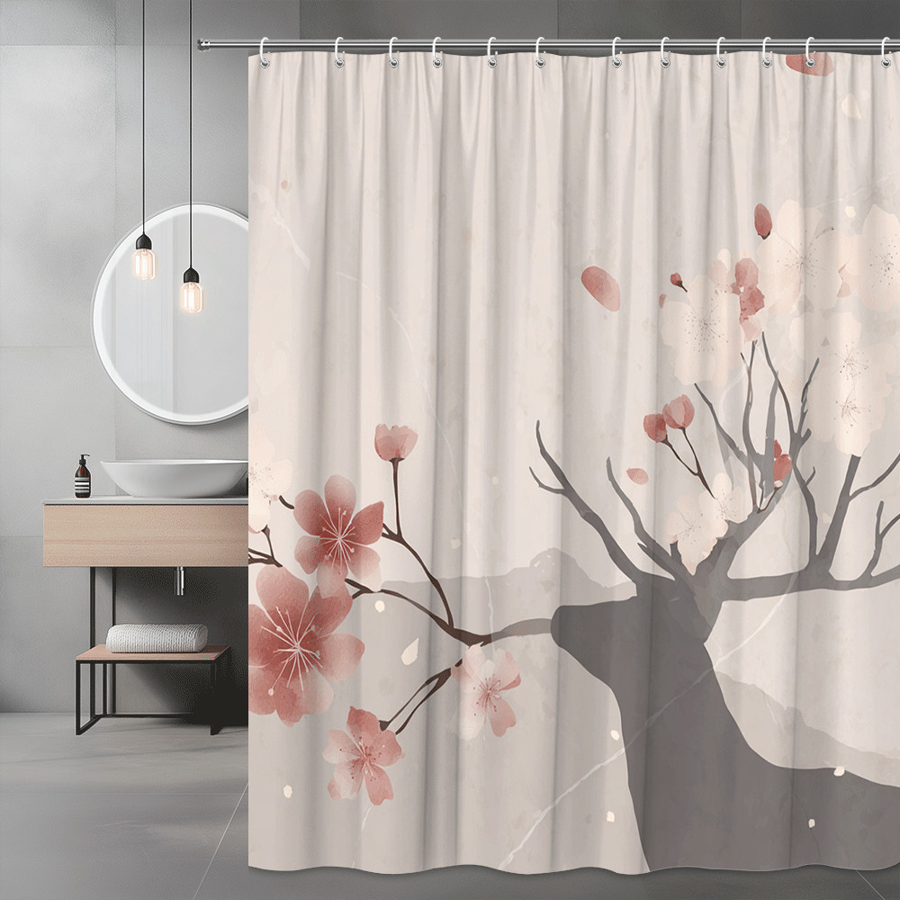 Cherry Blossom Shower Curtain Floral Tree Branch Art