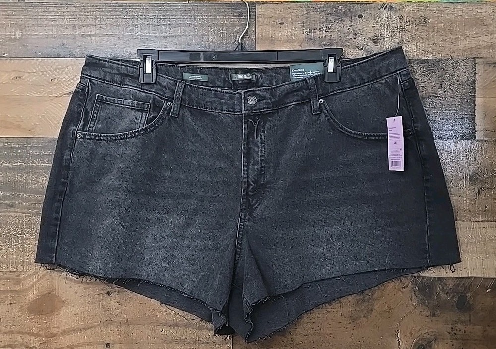 Wild Fable Denim Shorts Women Plus Size 20 Low Rise Easy Rigid Cutoff  Black