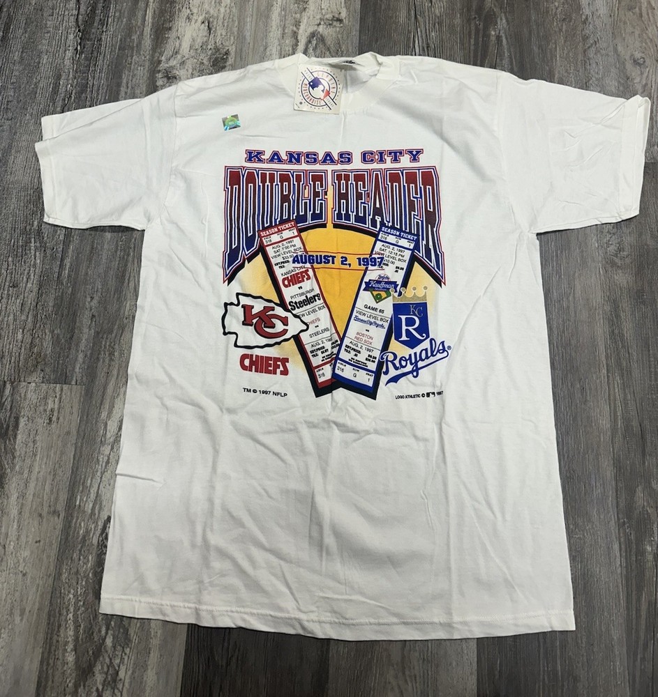 Vintage Kansas City Chiefs & Royals Double Header Shirt 1997 NWT RARE NFL MLB