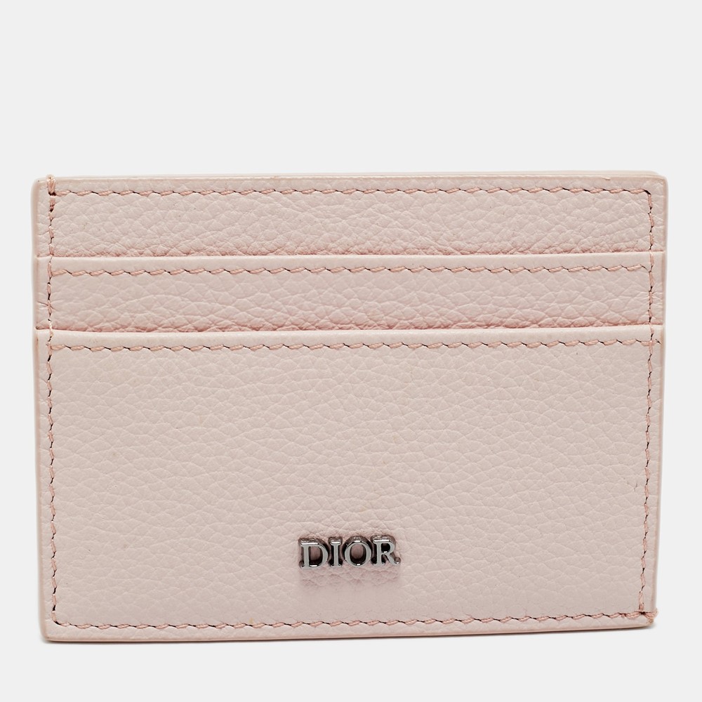 Dior Pink Grained Leather Card Holder