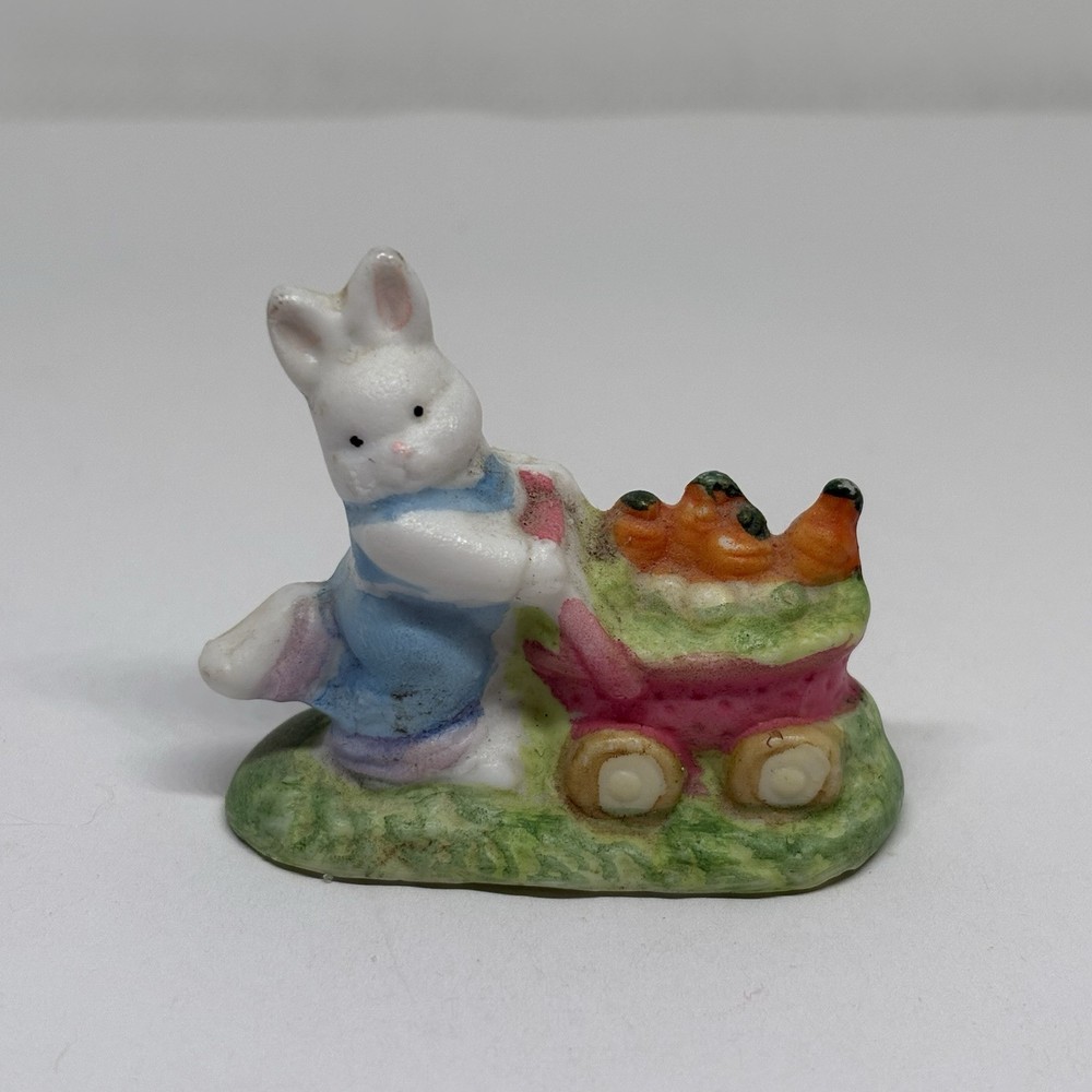 CUTE Miniature Ceramic Easter Village Bunny Rabbit Figurine 1