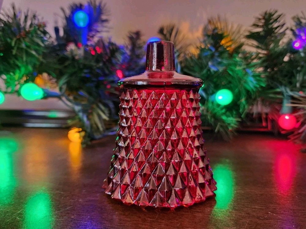 Vintage Diamond Cut Votive Candle Holder Peg Sconce Ruby Red Glass
