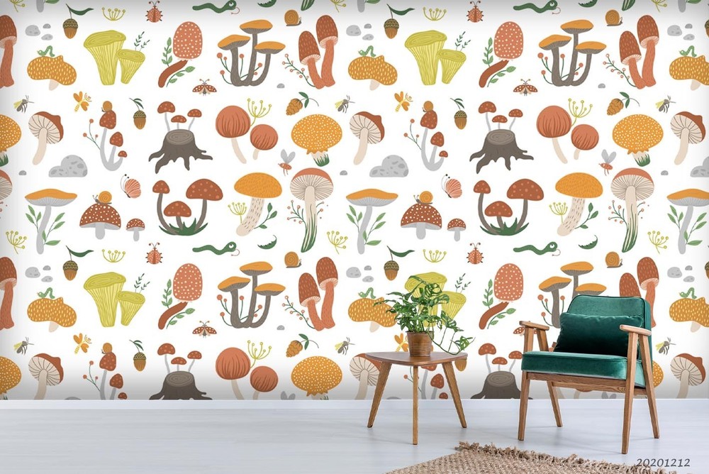 3D Mushroom Pattern Wall Murals Wallpaper Murals Wall Sticker