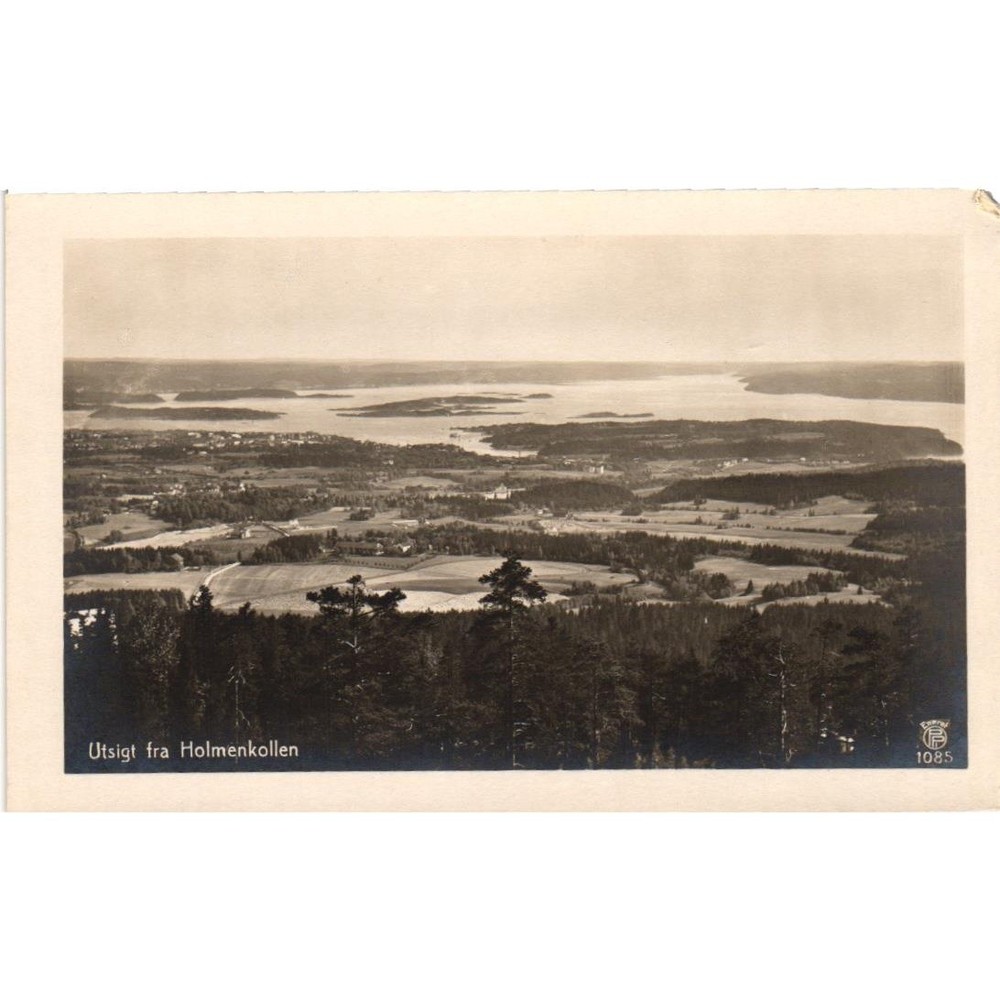 Vintage Holmenkollen Norway View Postcard Sepia RPPC Eneret 1085 Oslo Panorama
