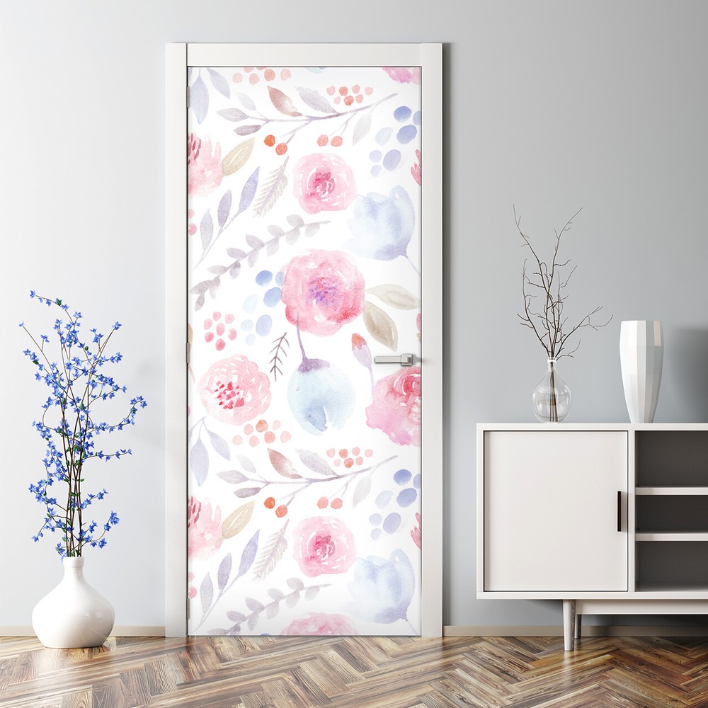 Rose Bubble Free Vintage nursery Door Decal Reusable self adhesive wallpaper