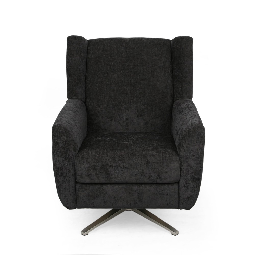 Woodmere Black and Light Champagne Fabric Swivel Chair by Christopher Knight Home