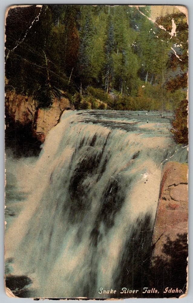 Vtg Postcard Waterfall Snake River Falls, Idaho 1930s