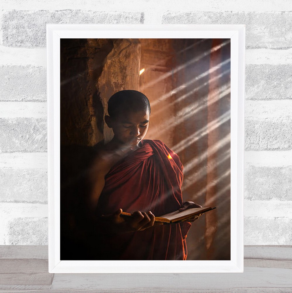 Novice Myanmar Book Learning Bagan Read Reading Study Wall Art Print