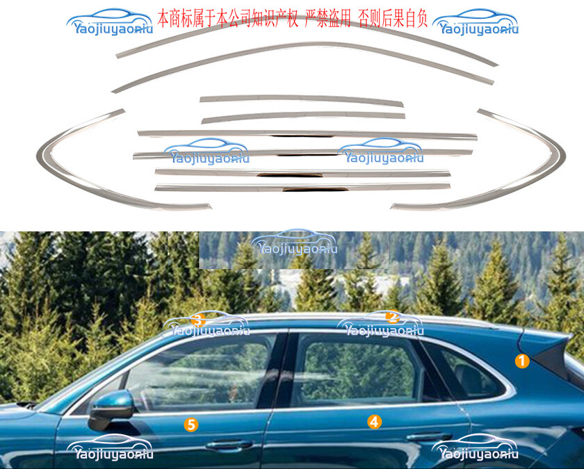 Chrome Silver Stainless Car Window Trim Strip 10PC For Porsche Cayenne 2019-2024
