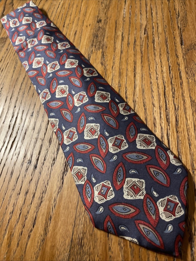 Vintage EUC Hanover St. Tie Works Ltd. Geometric Silk Tie USA Necktie