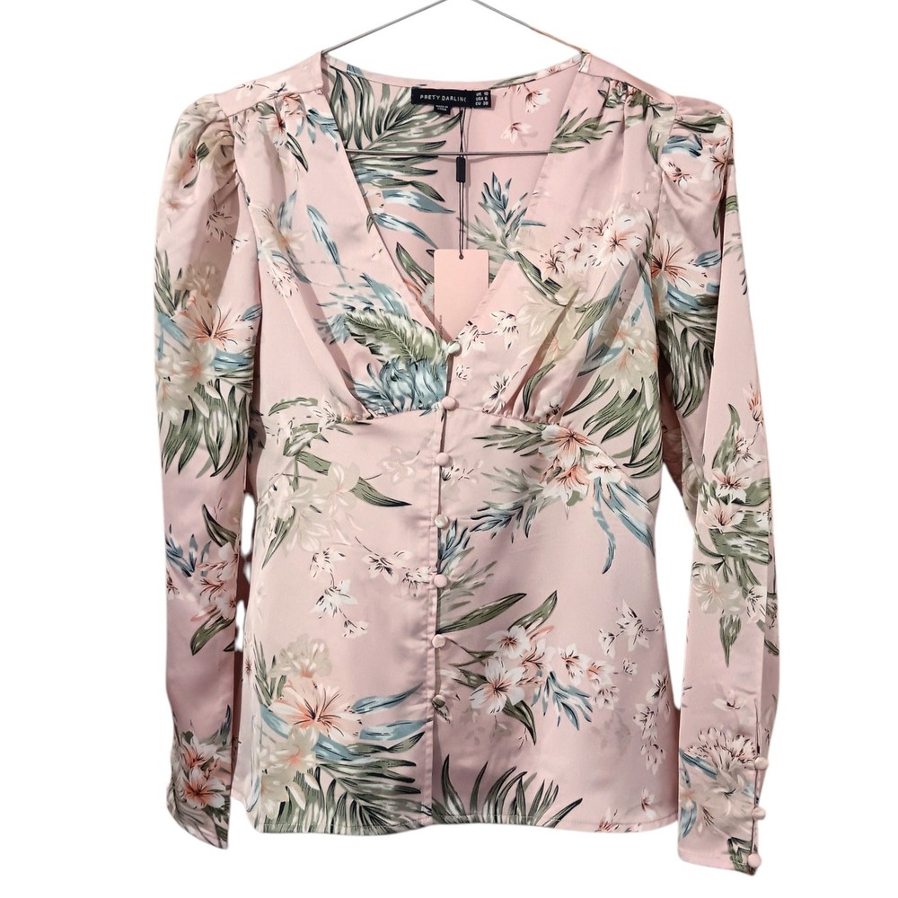 Pretty Darling Pink Floral Cottagecore Blouse with Empire Waist