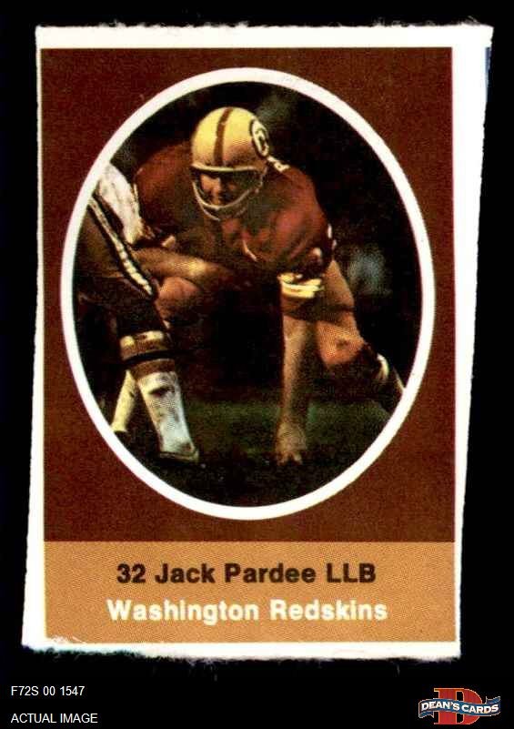 1972 Sunoco Stamps Jack Pardee Redskins Texas A&M 6 - EX/MT