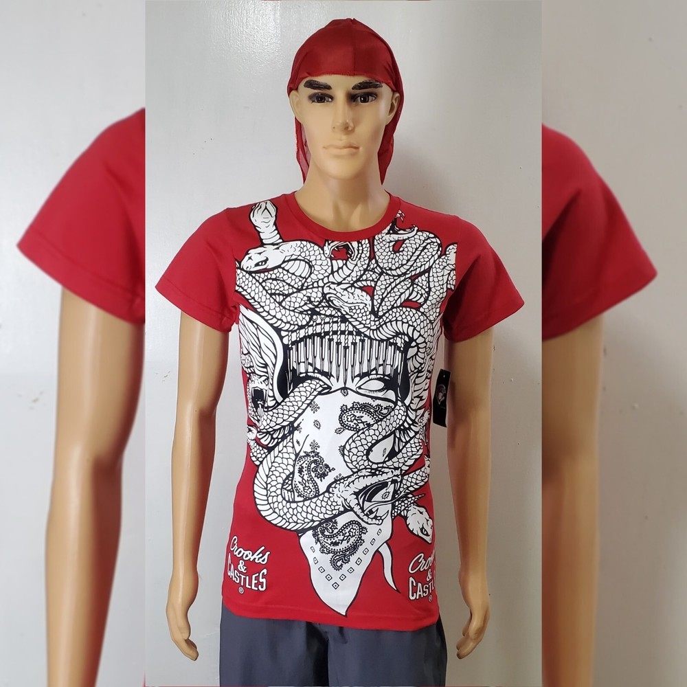 Crooks & Castles Ovp Medusa Tee Men's Crew Neck Short Sleeve Size M Red