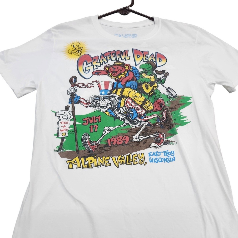 Liquid Blue Grateful Dead Alpine Valley 1989 White Graphic T-Shirt Mens Medium