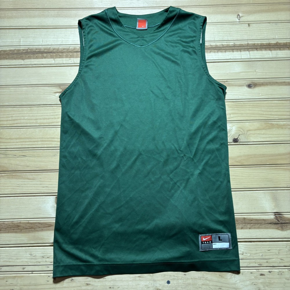 Vintage Nike Team Green Blank Sleeveless Warmup Tank Jersey - Size Large
