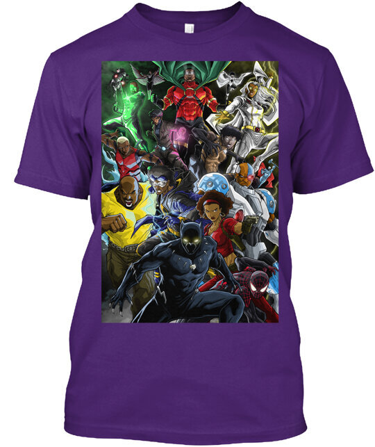Black Superheroes Tee T-Shirt Made in the USA Size S to 5XL
