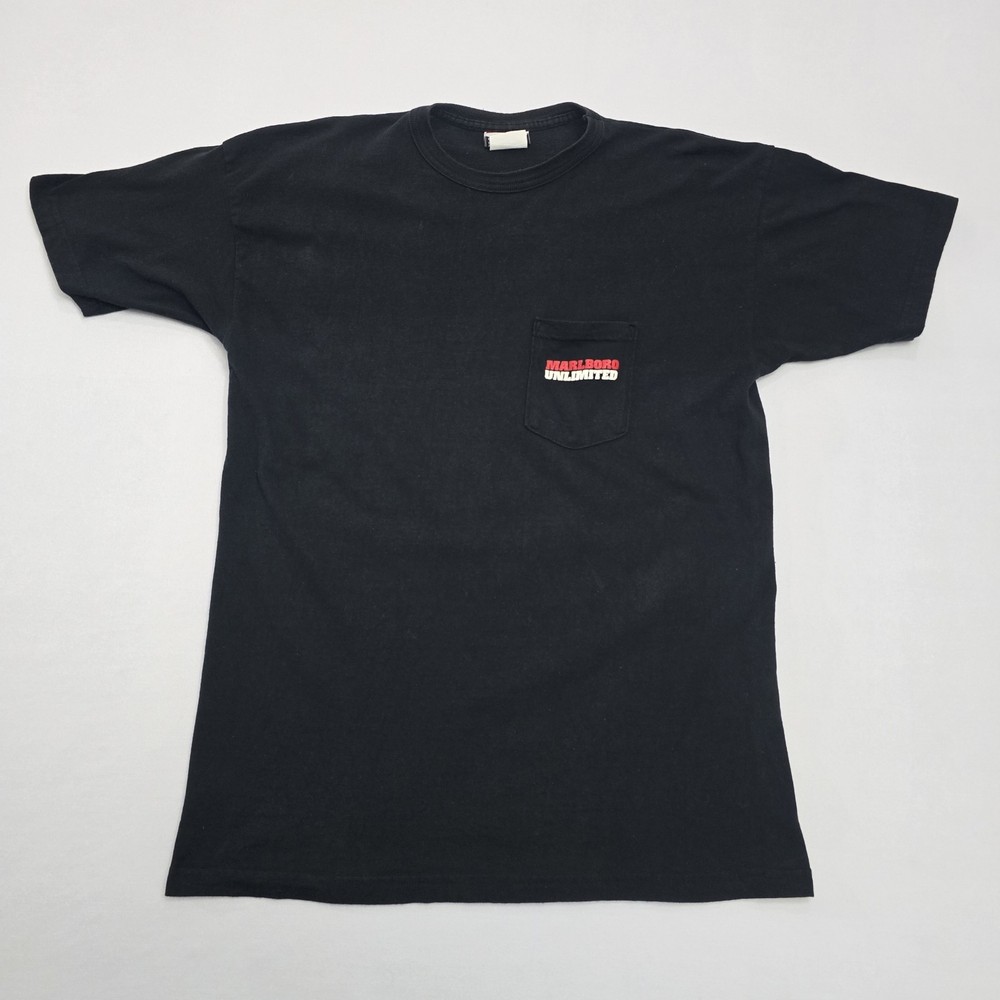 Vintage 90s Marlboro Unlimited T-Shirt Smoking Lizard Gecko Pocket USA Size XL