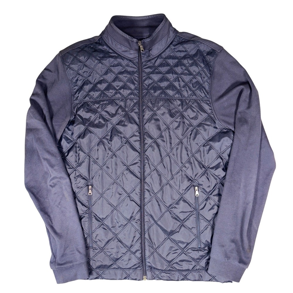 Boss Hugo Boss Jacket Men Large Blue Pizzoli Quilted Puffer Full Zip Regular Fit