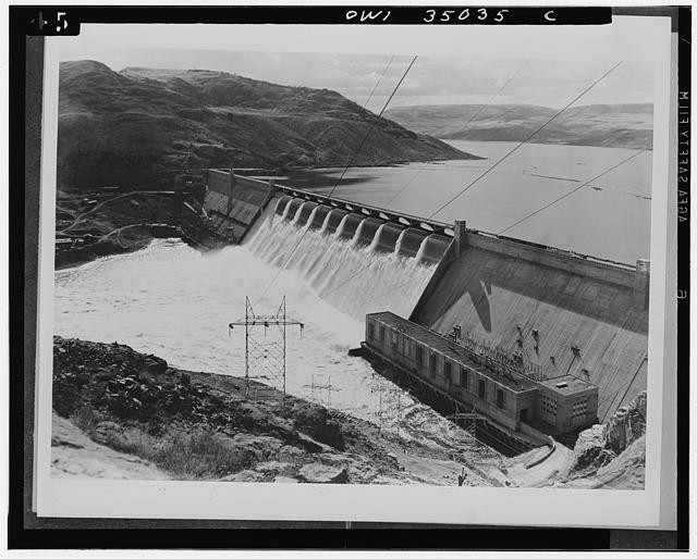 Grand Coulee Dam Washington 1941 Columbia River Spillway Water Release