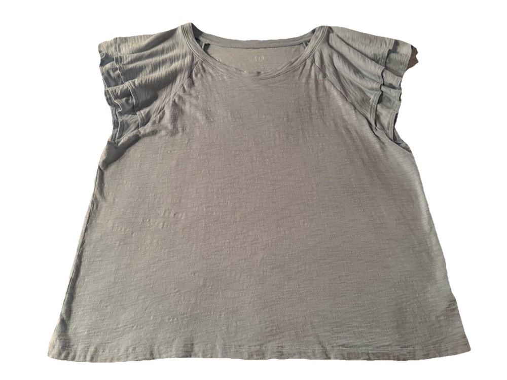 🩵GAP 100% Cotton Layered Flutter Sleeve T-Shirt-Light Blue-Size XL🩵