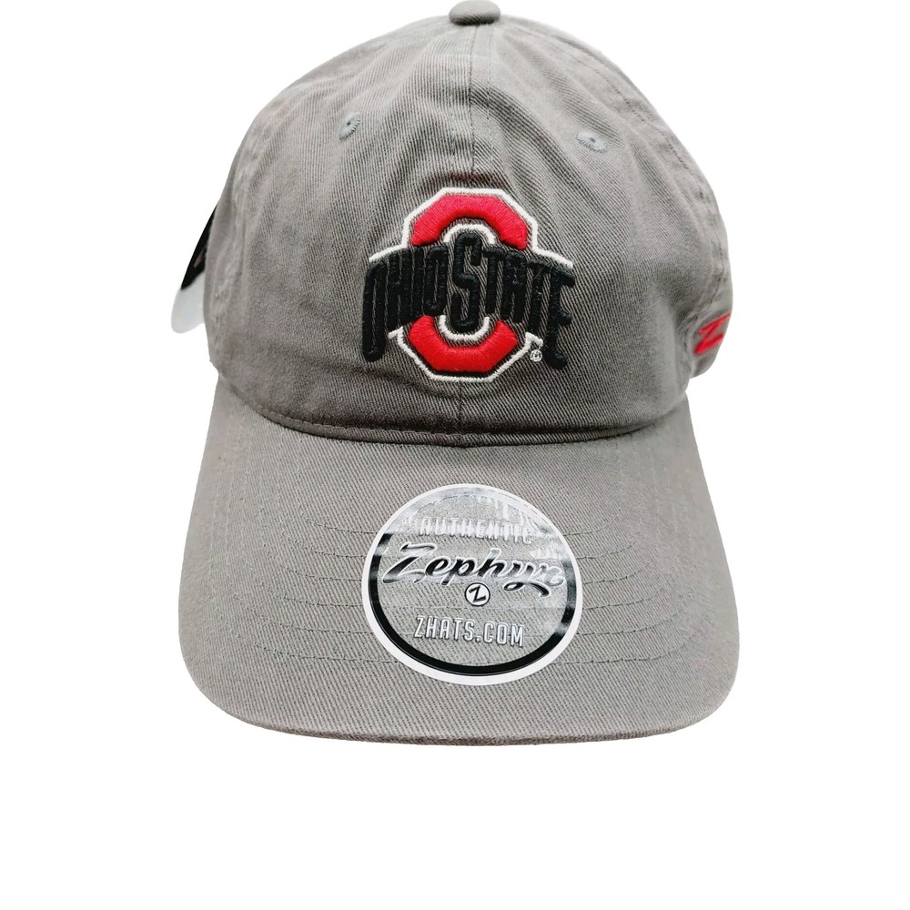 Ohio State Buckeyes NCAA Zephyr Gray Red Embroidered Cap with Buckle Strap