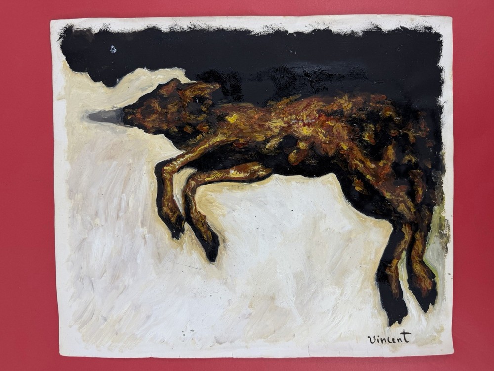 Vincent van Gogh Drawing on paper (Handmade) signed  And Stamped mixed media Vtg