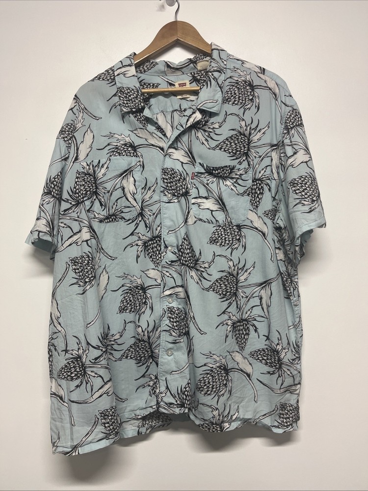 Levi's Shirt Men's Size XXL Hawaiian Blue Button Down