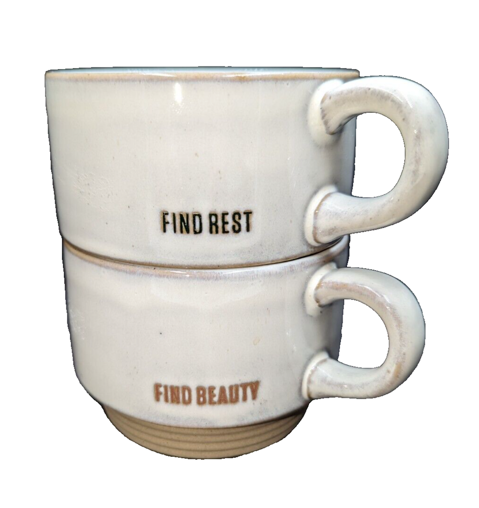 Hearth & Hand Magnolia 10 oz Stackable Stoneware Mug Set Find Beauty & Rest  