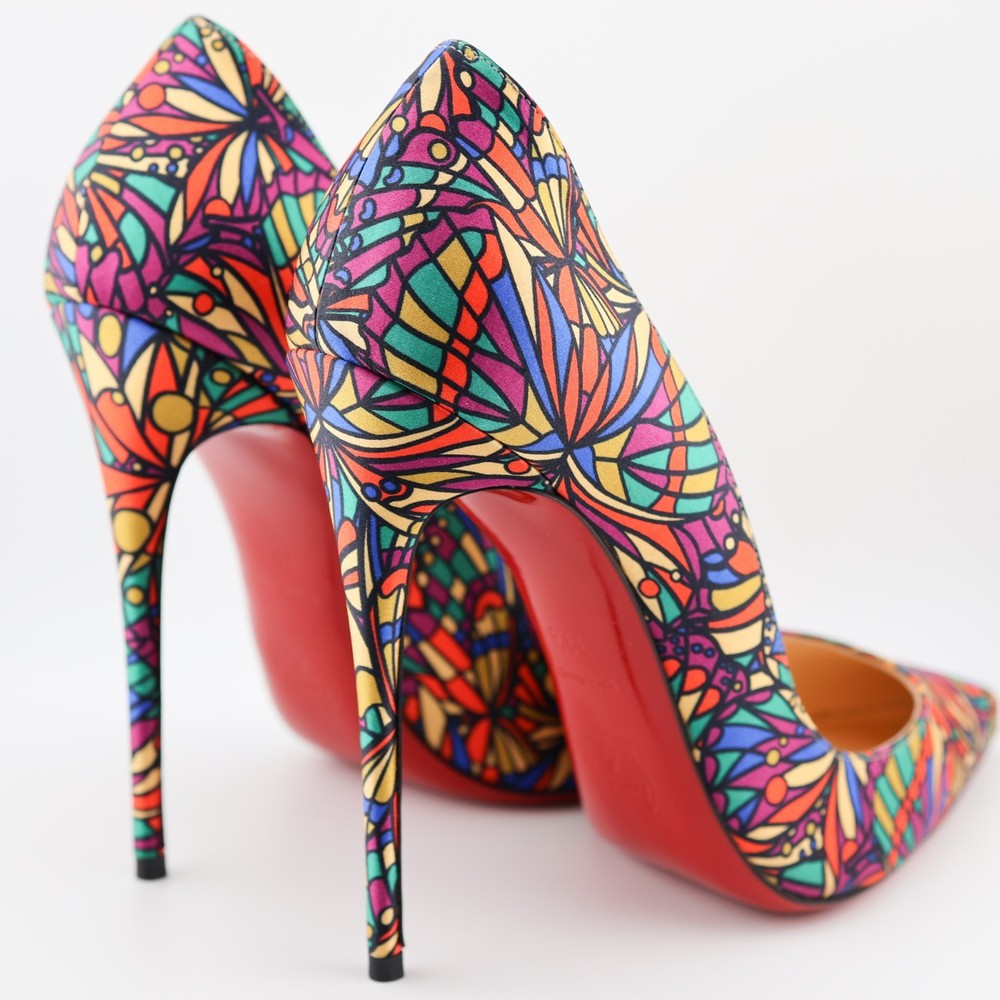 Louboutin Multicolor Vitrail Satin So Kate 120 Pumps Heels IT 39.5 US 9