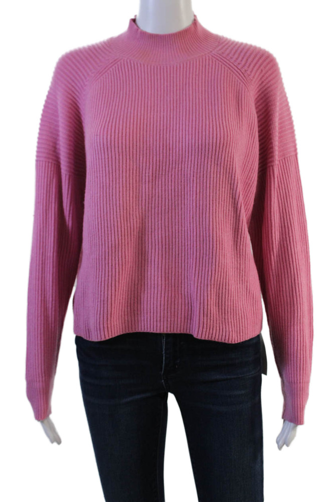 MNG Womens Pullover Sweater Pink Mock Neck Long Sleeve Viscose Size XSFree Shipping in US $100+ Orders | $6.95 Orders Below