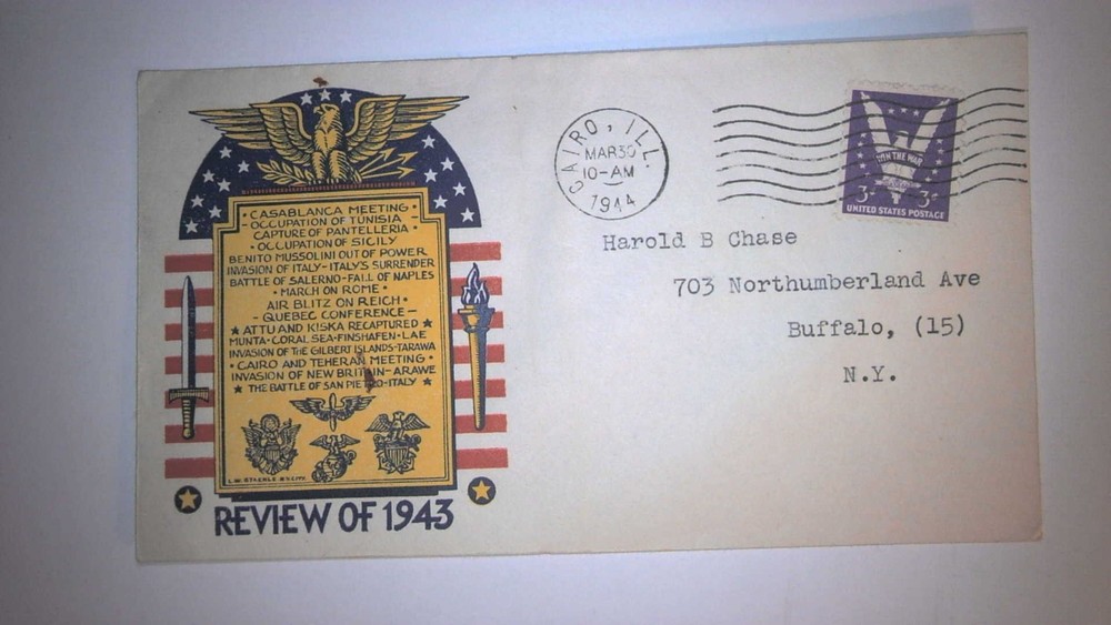 Wwii Patriotic Cover:  1944 Review Of 1943, W/Staehle Cachet