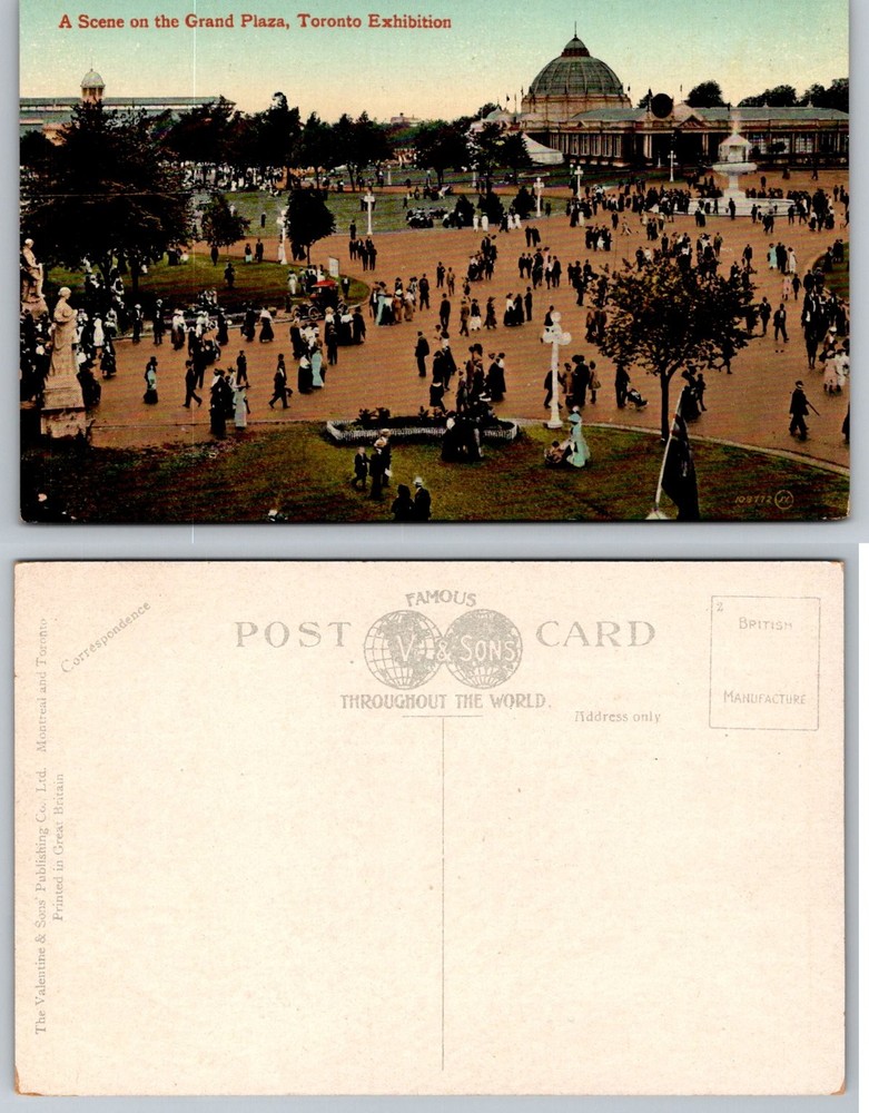 Toronto Exhibition Grand Plaza Crowd V&S Postcard CNE Canada Vintage 1900s