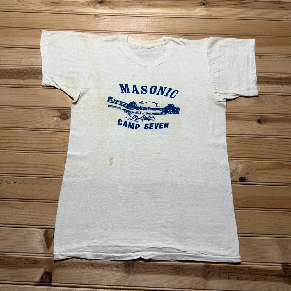 Vintage 60s Masonic Camp Seven Tallman NY Single Stitch Graphic T-Shirt - Small