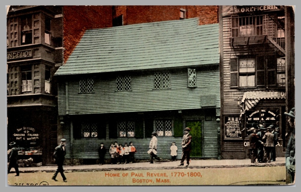 Home Of Paul Revere Boston Massachusetts Street Scene c1910 Antique Postcard