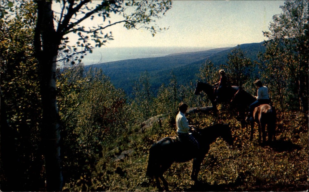 Lutsen Minnesota ~ Lutsen Resort ~ Horseback riding ~ aerial view ~ postcard